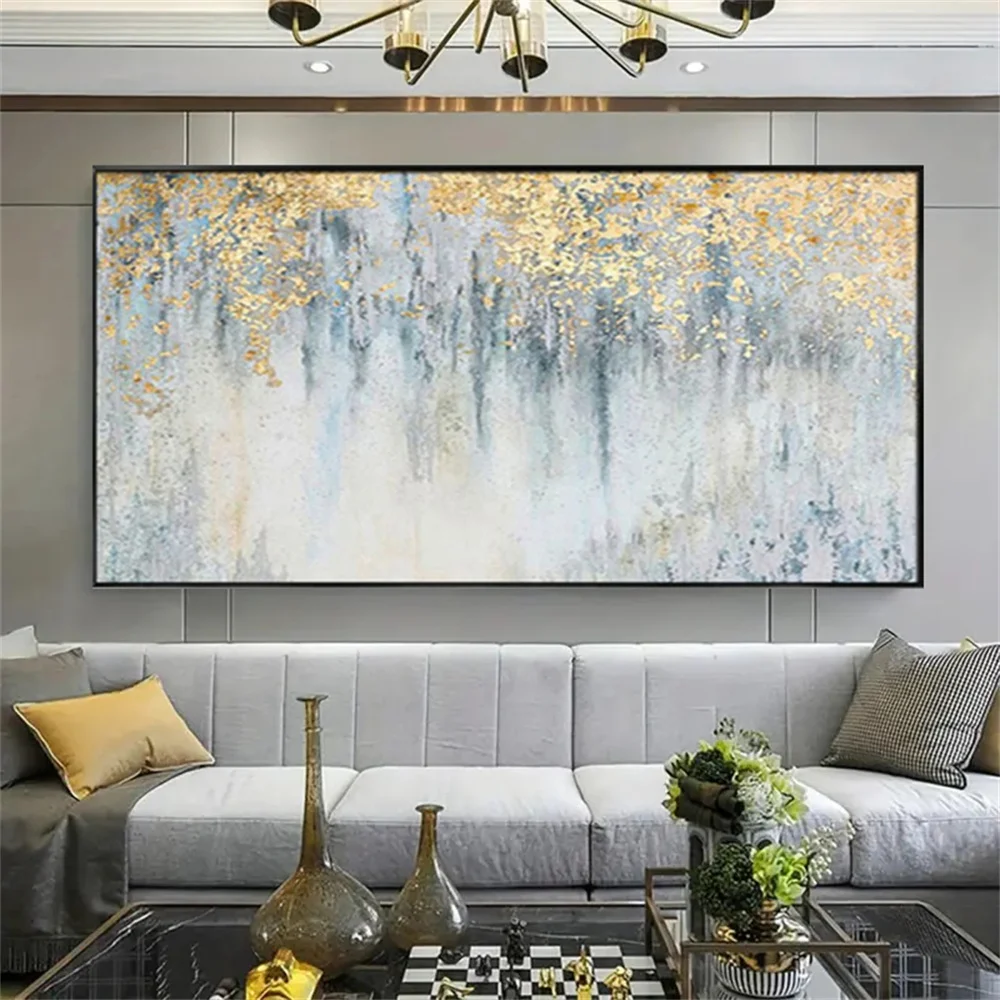 100% hand drawn abstract oil painting on canvas Modern Home Golden Line Wall Art Picture Large mural for living room decor paint 13