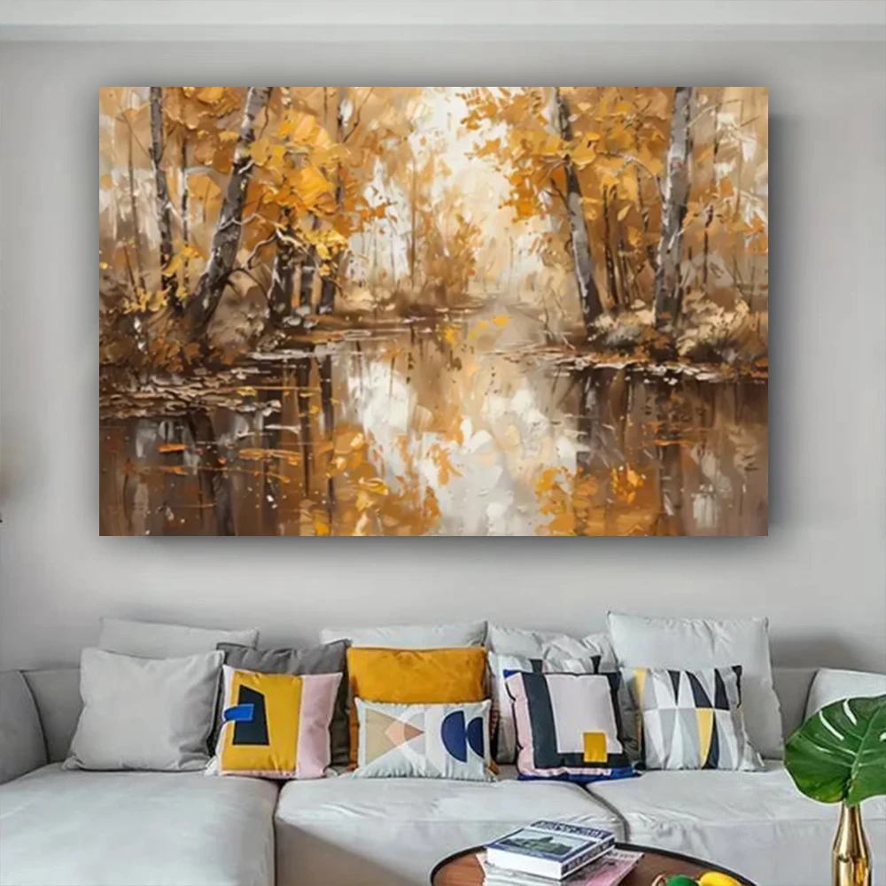 100% hand drawn abstract oil painting on canvas Modern Home Golden Line Wall Art Picture Large mural for living room decor paint 15