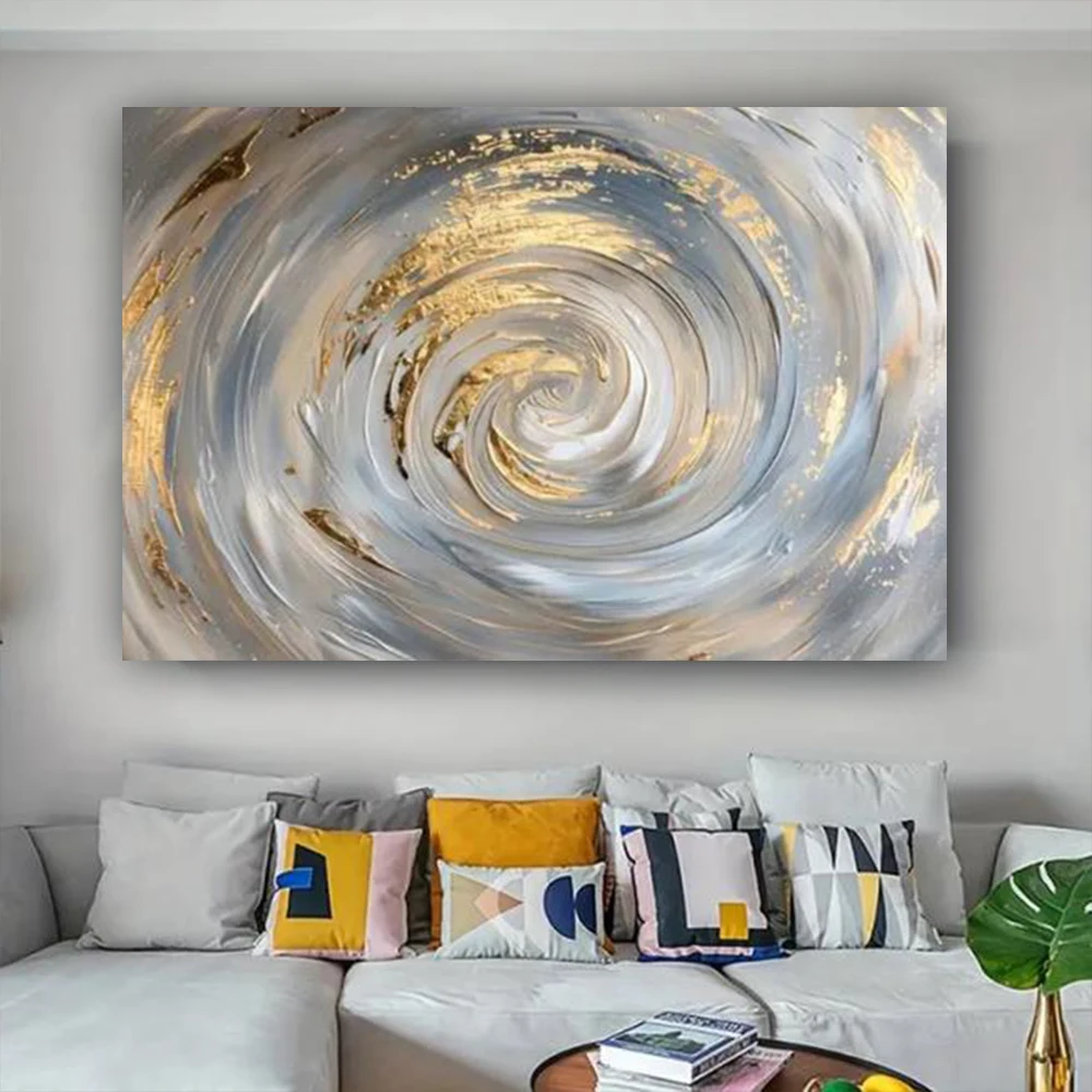 100% hand drawn abstract oil painting on canvas Modern Home Golden Line Wall Art Picture Large mural for living room decor paint 17