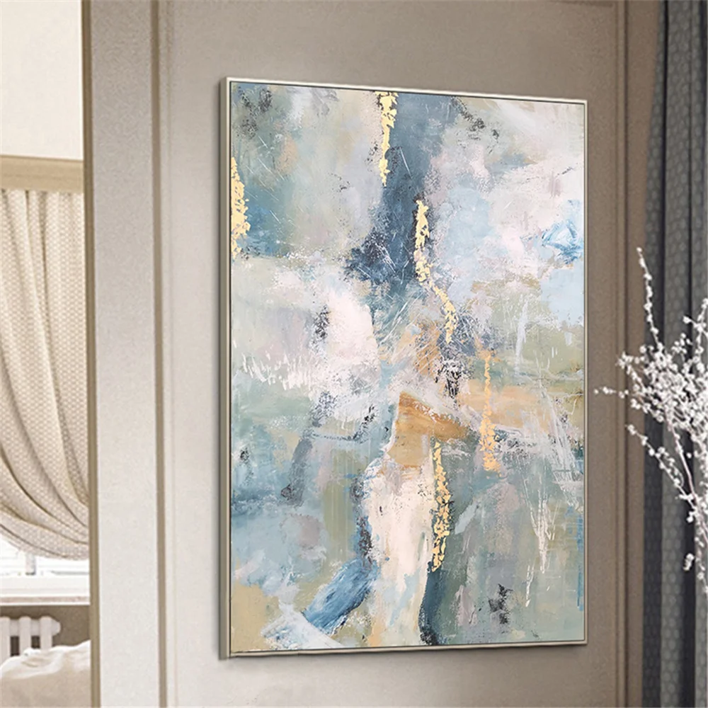 100% hand drawn abstract oil painting on canvas Modern Home Golden Line Wall Art Picture Large mural for living room decor paint 8