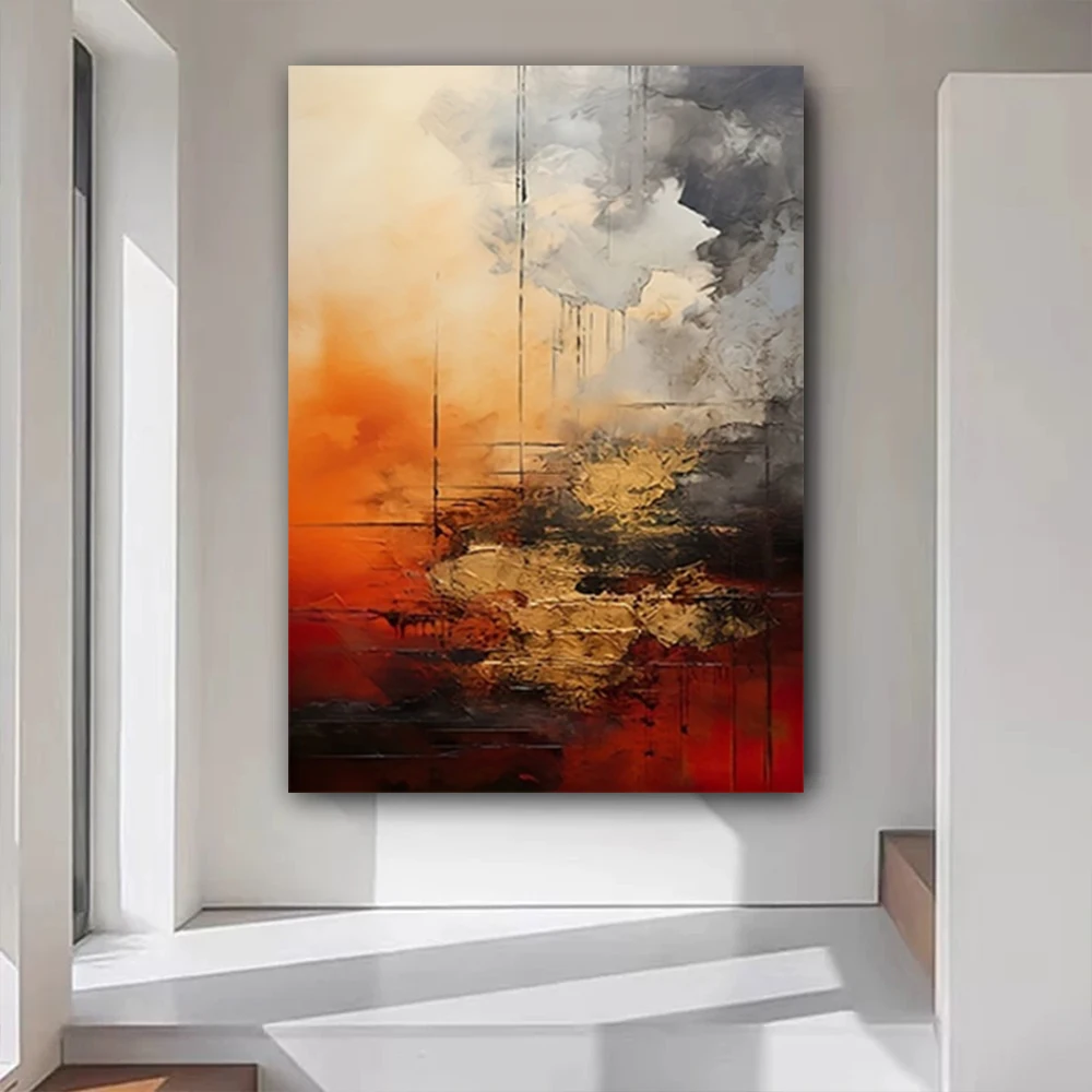 100% hand drawn abstract oil painting on canvas Modern Home Golden Line Wall Art Picture Large mural for living room decor paint 9