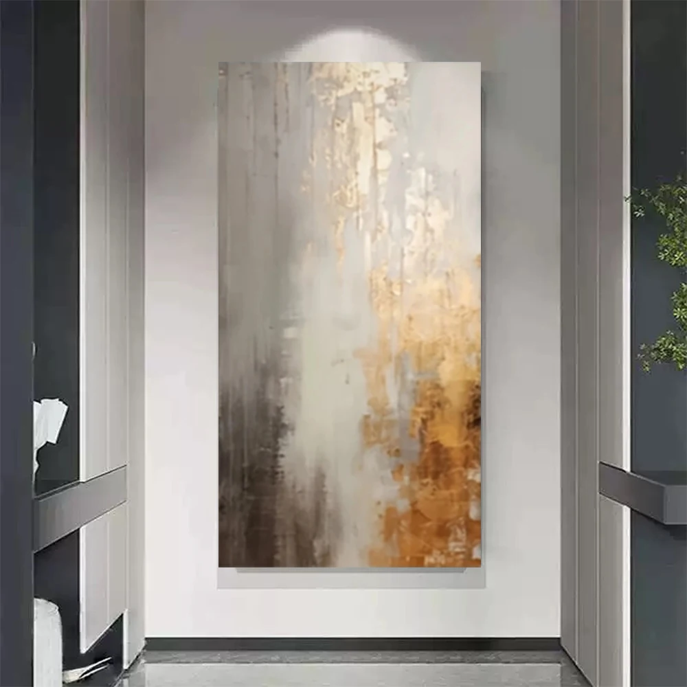100% hand drawn abstract oil painting on canvas Modern Home Golden Line Wall Art Picture Large mural for living room decor paint 10
