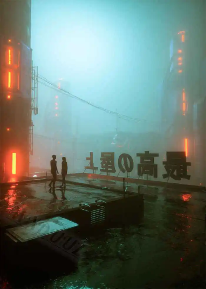 Neon Night City Landscape 80s Retro Cyberpunk Car Posters 23