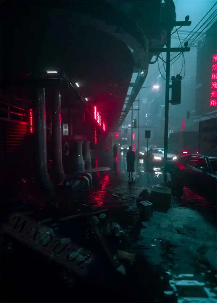 Neon Night City Landscape 80s Retro Cyberpunk Car Posters 12