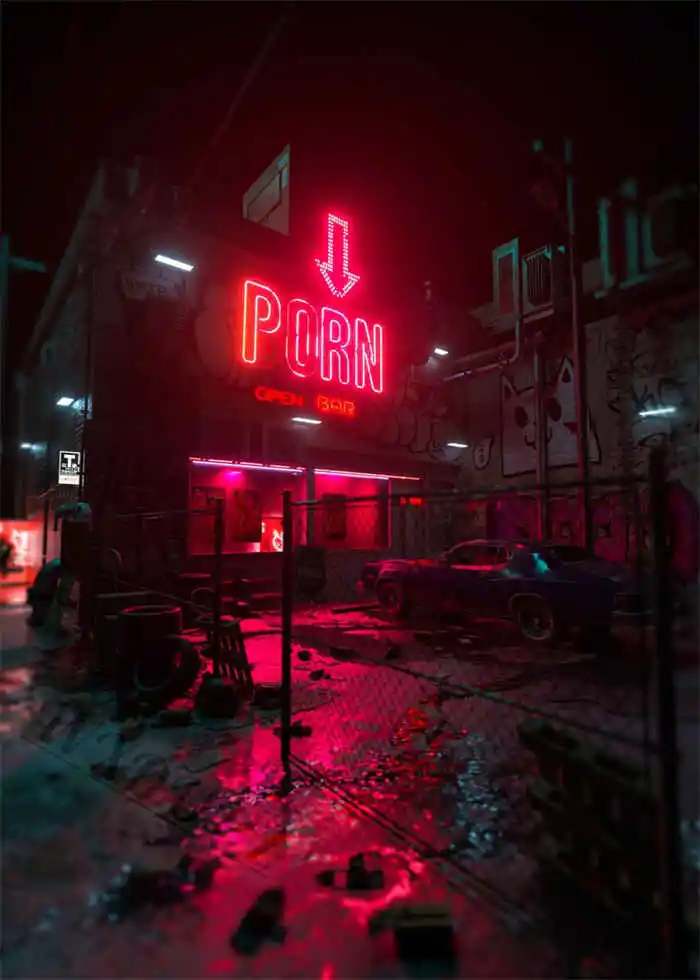 Neon Night City Landscape 80s Retro Cyberpunk Car Posters 4
