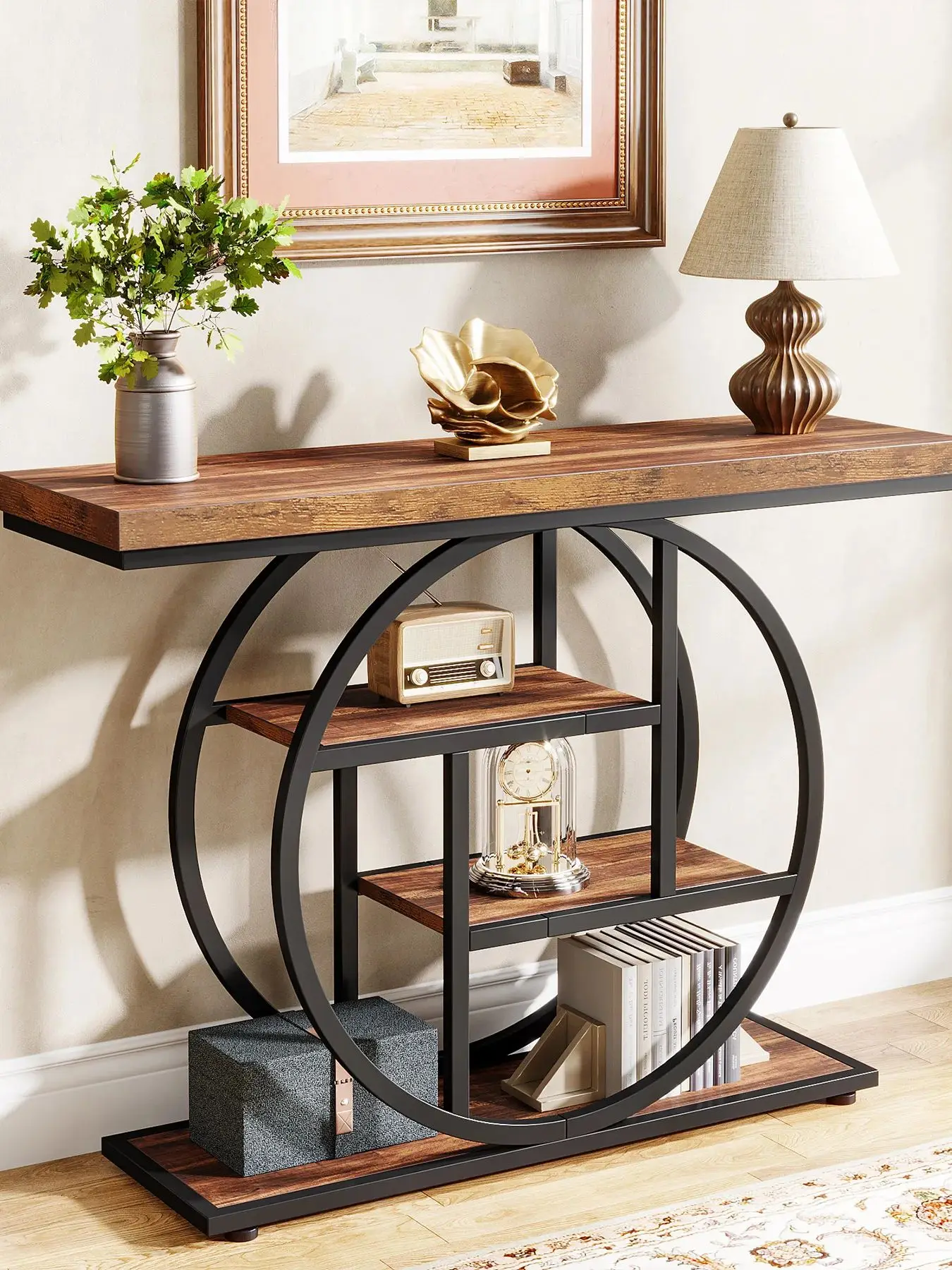 Console Table, 4-Tier Entryway Table, 41.3-Inch Industrial Sofa Table for Living Room, Foyer Hallway Table for Entrance 11