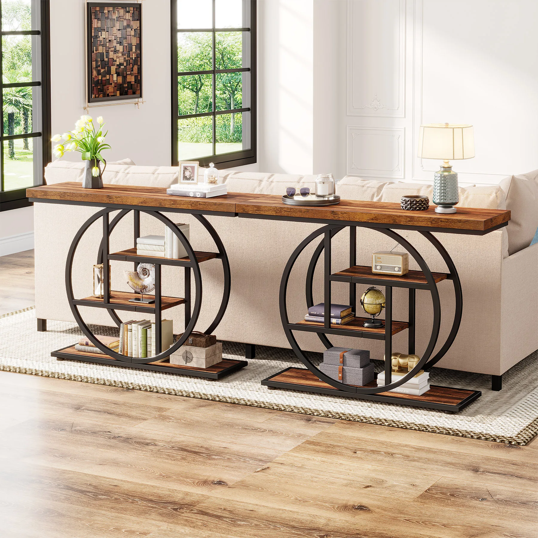 Console Table, 4-Tier Entryway Table, 41.3-Inch Industrial Sofa Table for Living Room, Foyer Hallway Table for Entrance 4