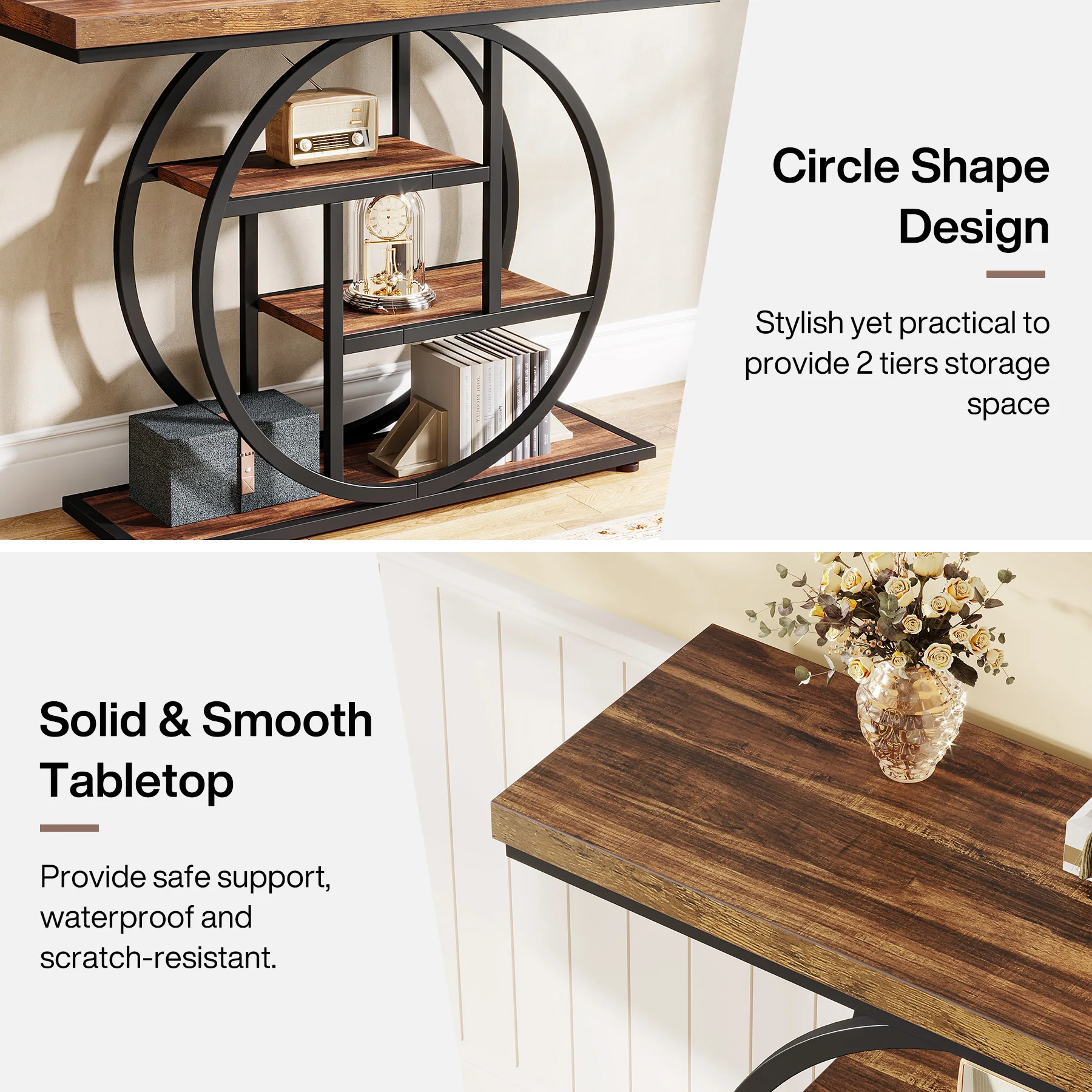 Console Table, 4-Tier Entryway Table, 41.3-Inch Industrial Sofa Table for Living Room, Foyer Hallway Table for Entrance 5