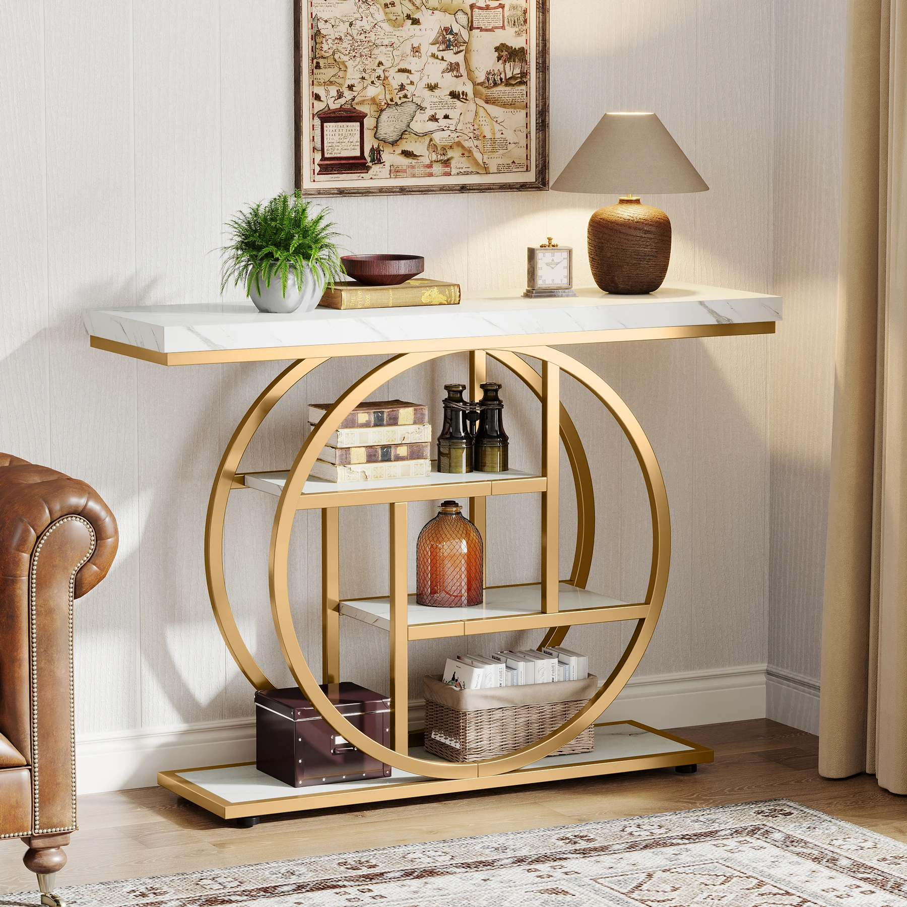 Console Table, 4-Tier Entryway Table, 41.3-Inch Industrial Sofa Table for Living Room, Foyer Hallway Table for Entrance 7