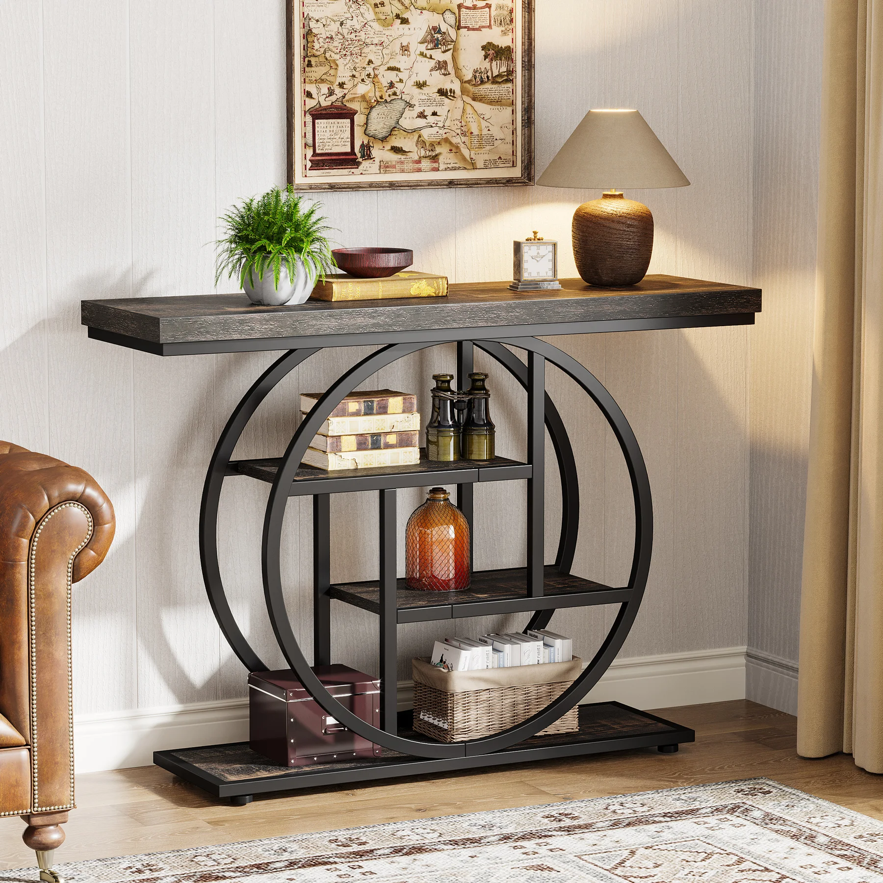 Console Table, 4-Tier Entryway Table, 41.3-Inch Industrial Sofa Table for Living Room, Foyer Hallway Table for Entrance 9