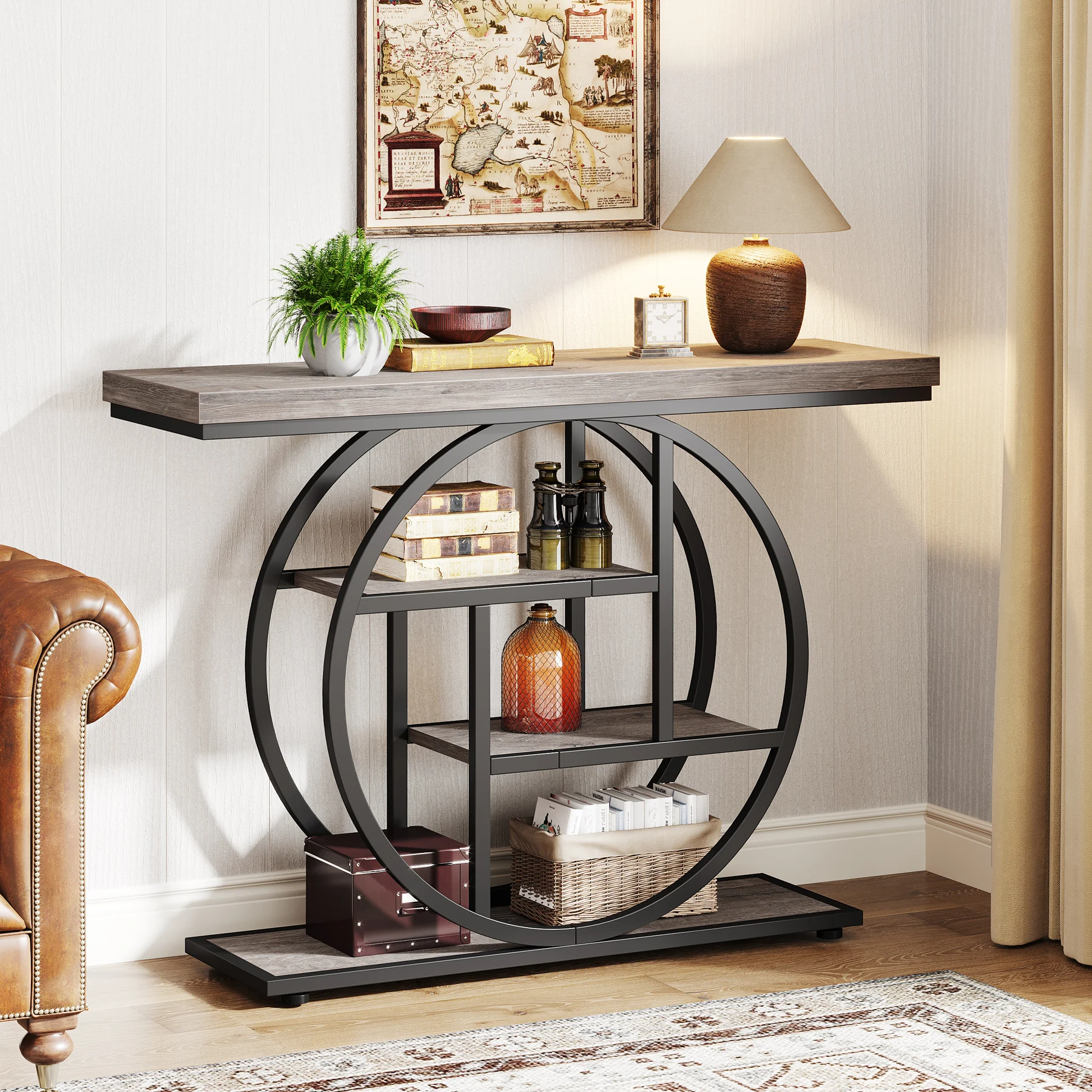 Console Table, 4-Tier Entryway Table, 41.3-Inch Industrial Sofa Table for Living Room, Foyer Hallway Table for Entrance 10