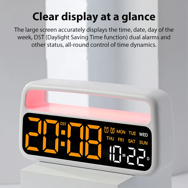 Digital LED Ambient Light Alarm Clock with Dual Alarms 3