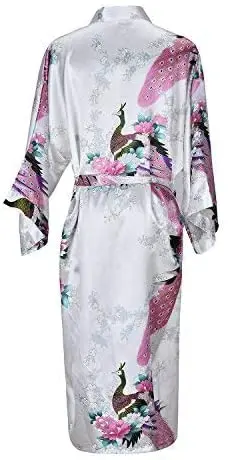Silk Satin Wedding Bride Bridesmaid Robe Floral Bathrobe Short Kimono Robe Night Robe Bath Robe 2