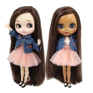 ICY DBS Blyth Doll 1/6 bjd toy dark skin white skin long straight deep brown hair 1