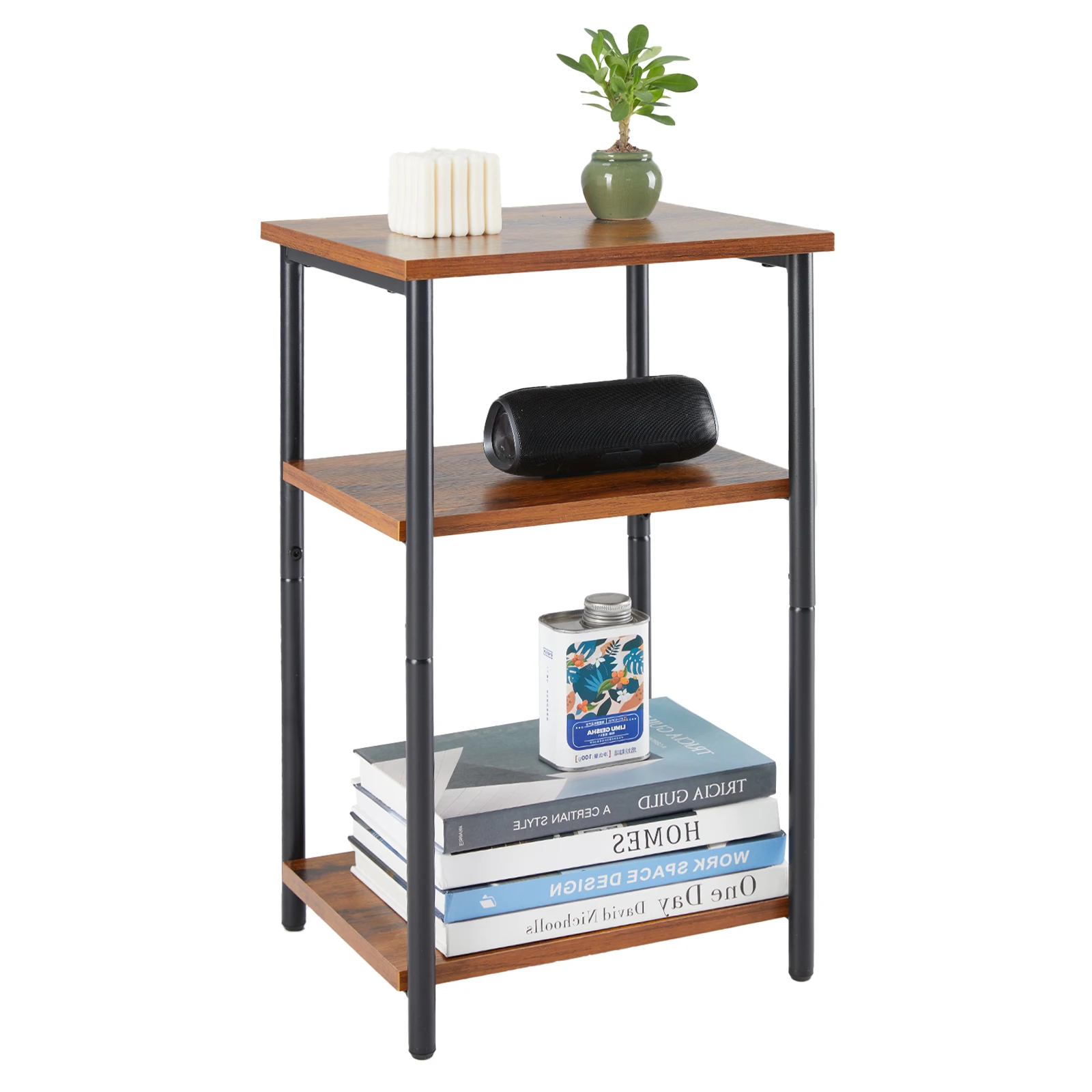 JHK 2/3-Tier End Table Side Tables with Adjustable Feet Small Nightstand Steel Frame Space-Saving for Bedroom Living Room Office 7