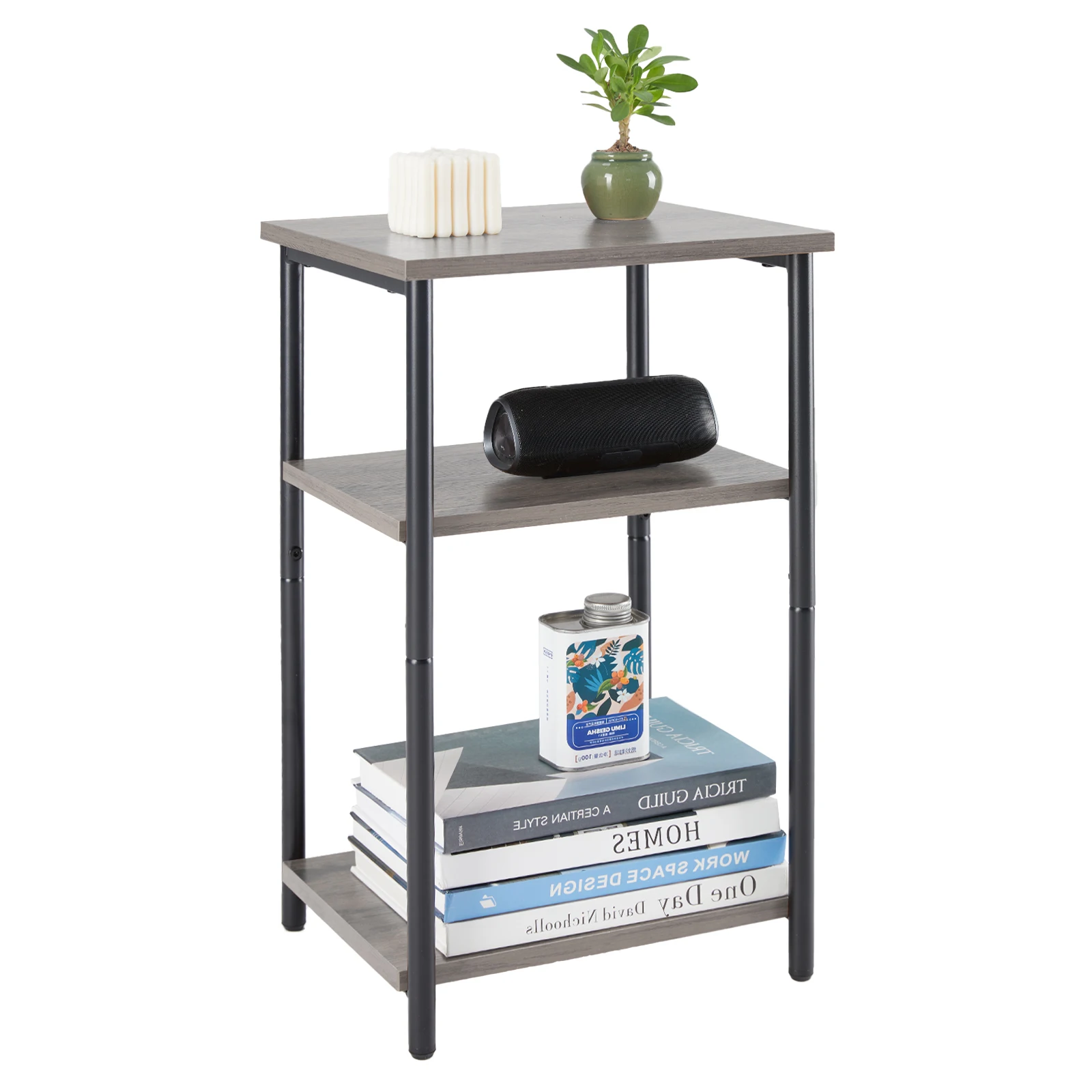 JHK 2/3-Tier End Table Side Tables with Adjustable Feet Small Nightstand Steel Frame Space-Saving for Bedroom Living Room Office 9