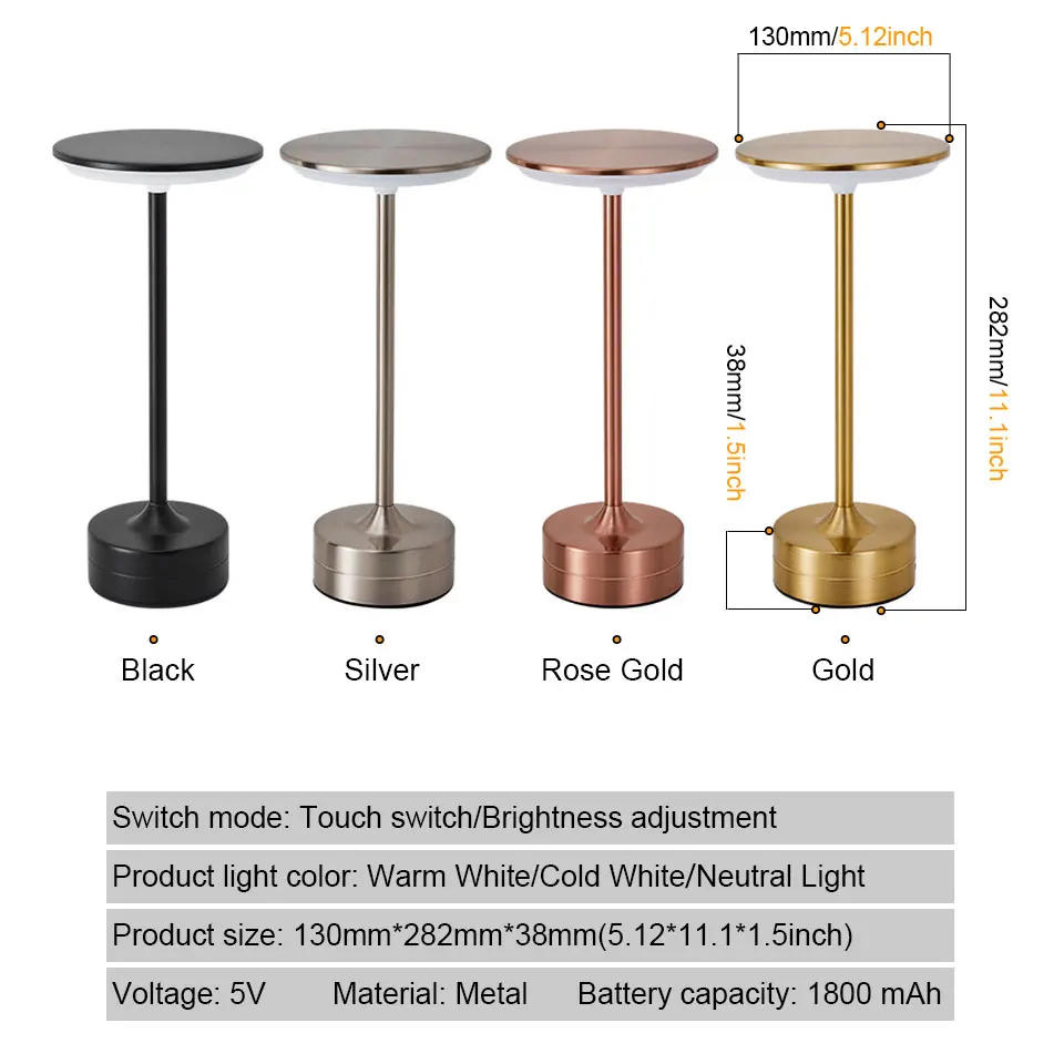 LED Touch Sensor Table Lamp USB Rechargeable 2