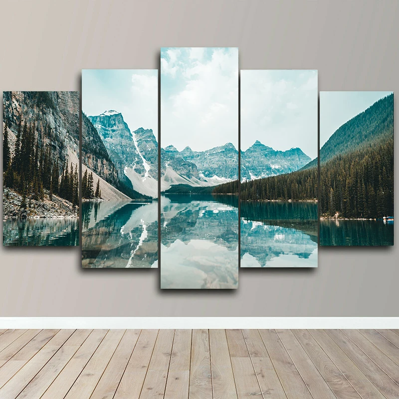 Landscape Canvas Posters Home Decor 5 Pieces Natural Lake Paintings Wall Art Scenery Pictures Modular Living Room Decor Unframed 13