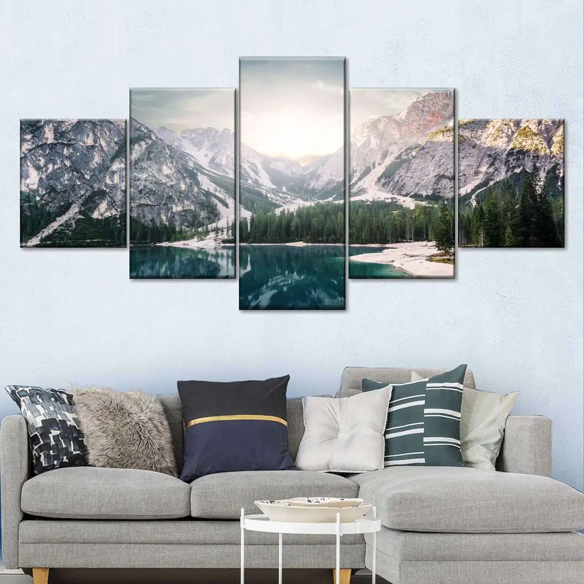 Landscape Canvas Posters Home Decor 5 Pieces Natural Lake Paintings Wall Art Scenery Pictures Modular Living Room Decor Unframed 16