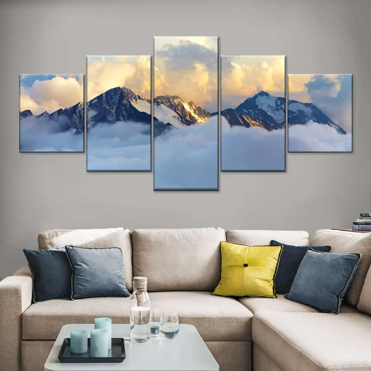 Landscape Canvas Posters Home Decor 5 Pieces Natural Lake Paintings Wall Art Scenery Pictures Modular Living Room Decor Unframed 18