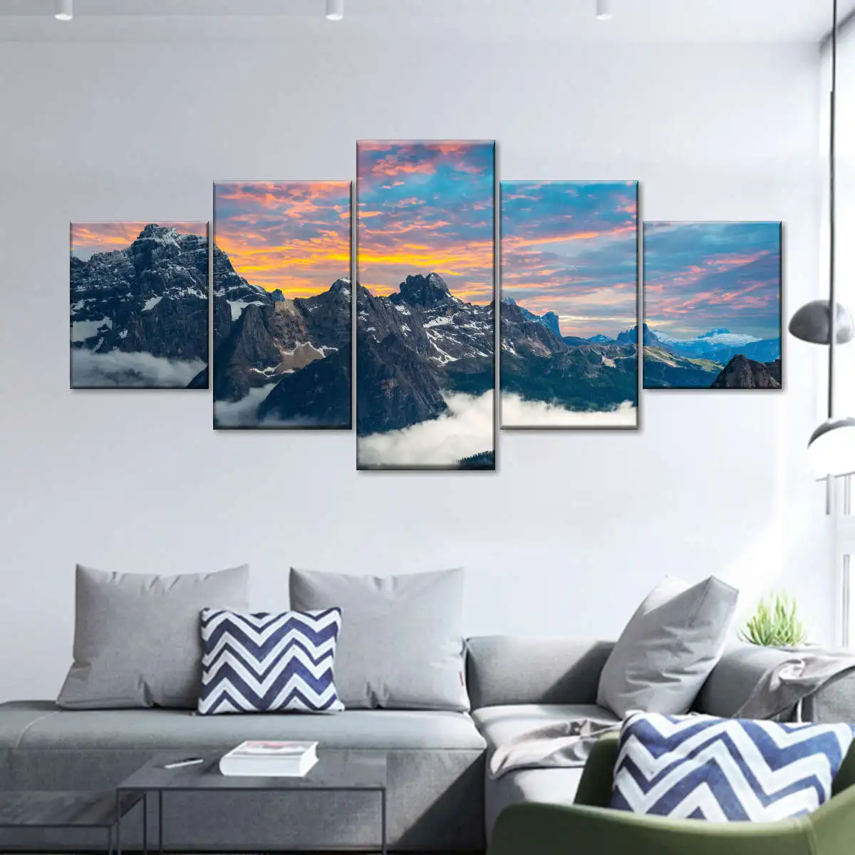 Landscape Canvas Posters Home Decor 5 Pieces Natural Lake Paintings Wall Art Scenery Pictures Modular Living Room Decor Unframed 21