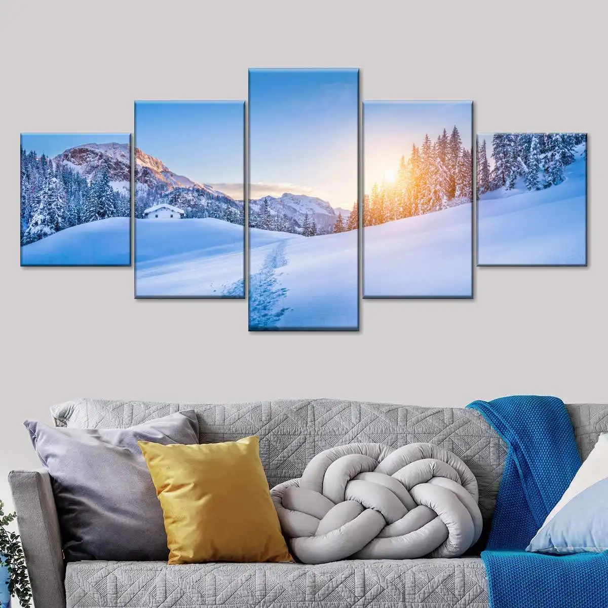 Landscape Canvas Posters Home Decor 5 Pieces Natural Lake Paintings Wall Art Scenery Pictures Modular Living Room Decor Unframed 24