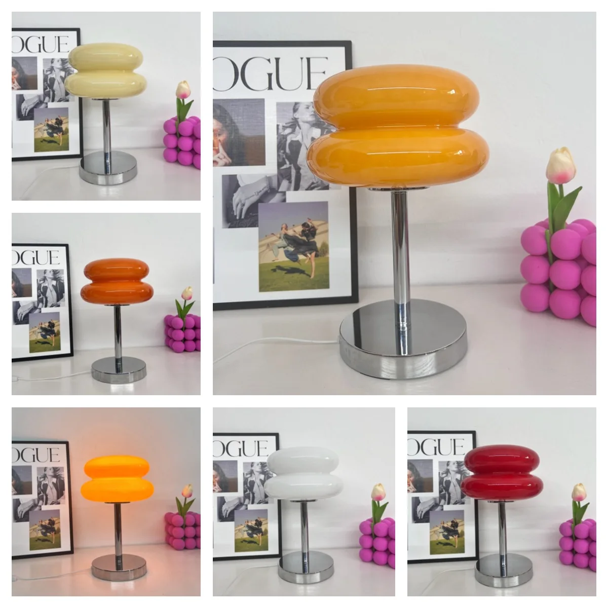 Macaron Glass Table Lamp with Tricolor Dimming 5