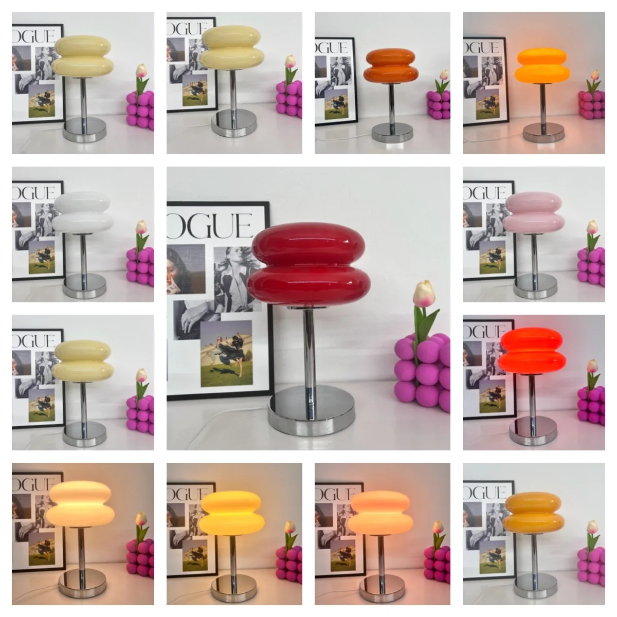 Macaron Glass Table Lamp with Tricolor Dimming 6