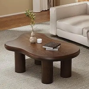 Modern Coffee Table Cloud Shape Low Coffee Table Cartoon Irregular Indoor Tea Table with 3 Ball Leg for Living Room (White, 39.4 7