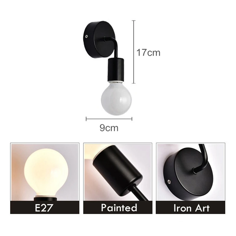 Nordic Modern Black Iron Wall Lamp 6