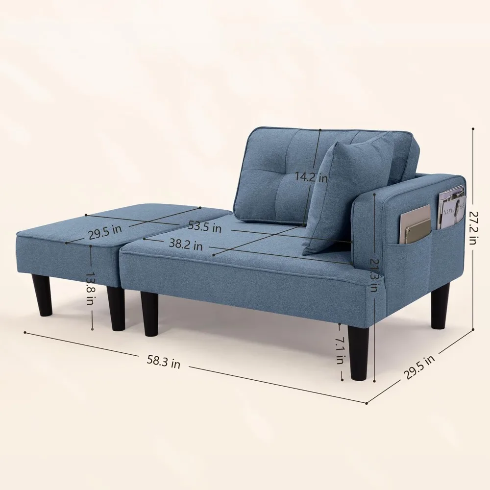 Recliner Sofa Bed, Convertible Small Sectional Couches for Living Room, Sofa Cama moderno with Chaise & 2 Pillow, Couches for S 2