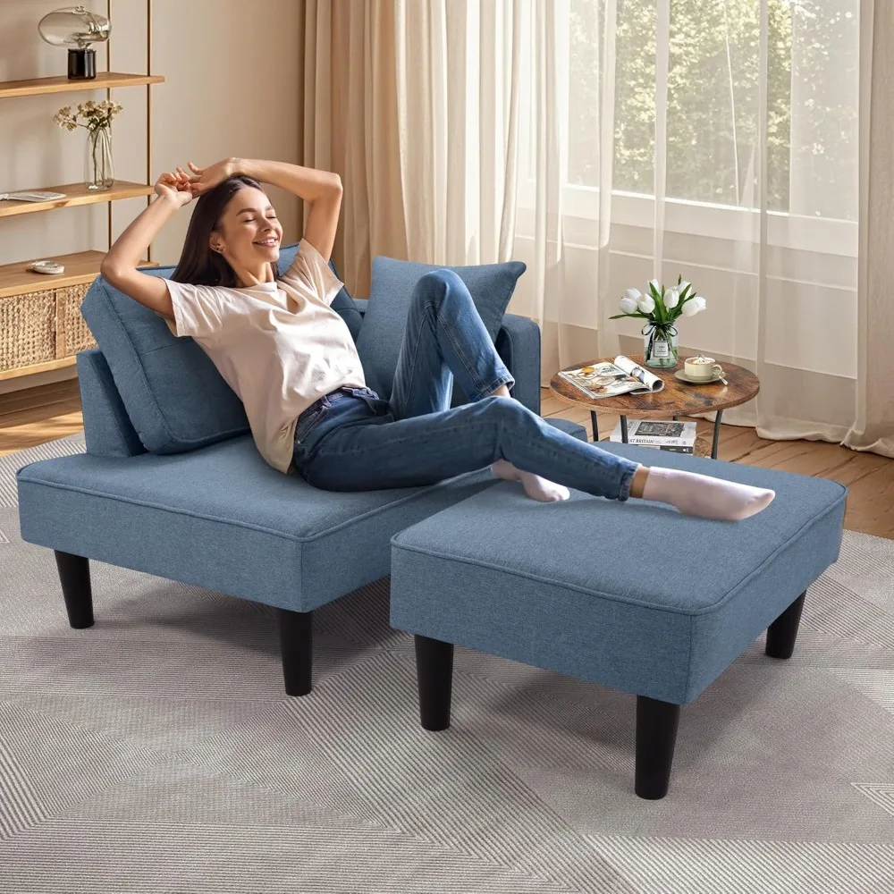 Recliner Sofa Bed, Convertible Small Sectional Couches for Living Room, Sofa Cama moderno with Chaise & 2 Pillow, Couches for S 3