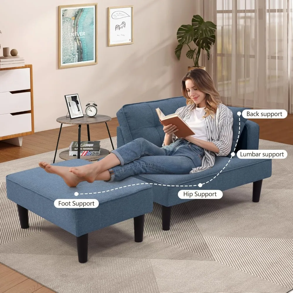 Recliner Sofa Bed, Convertible Small Sectional Couches for Living Room, Sofa Cama moderno with Chaise & 2 Pillow, Couches for S 6