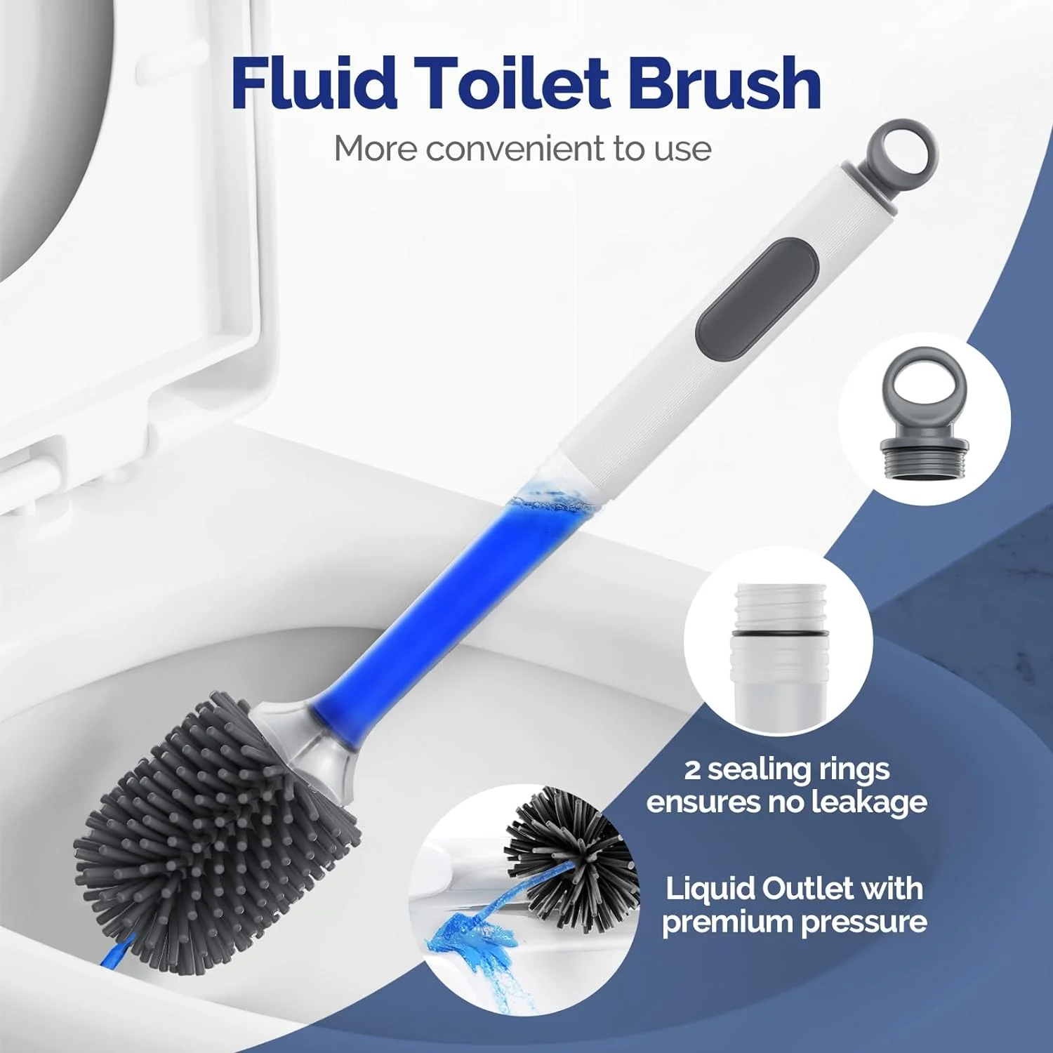 Water Spray Silicone Toilet Brush 40cm 1