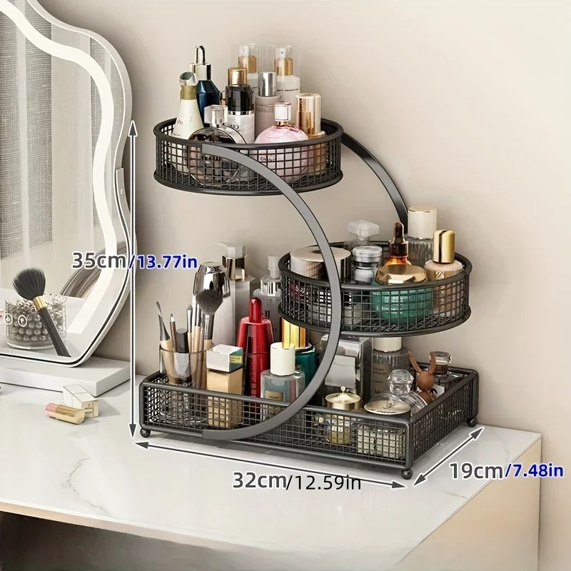 1pc Metal Makeup Storage Rack Cosmetic Organizer Dresser Multi-layer 6