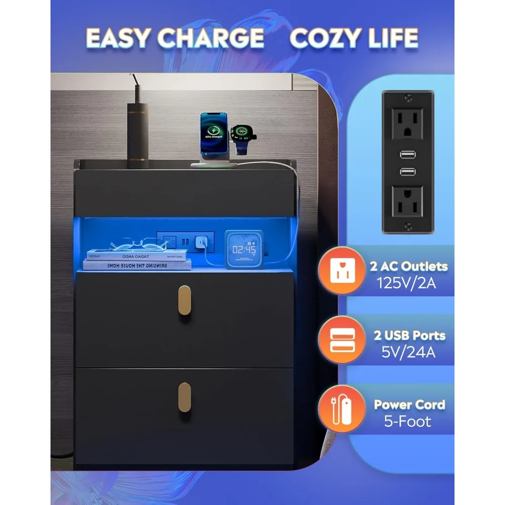 Nighstand with Charging Station, Night Stand 4
