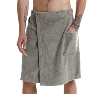 Men Soft Wearable Bath Towel with Pocket Bathrobes De Playa 1