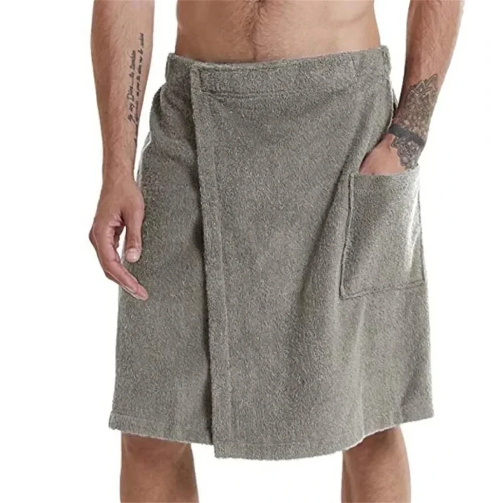 Men Soft Wearable Bath Towel with Pocket Bathrobes De Playa 1
