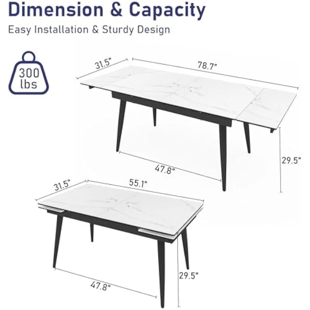 Extendable Dining Table for 4-8, 55 2