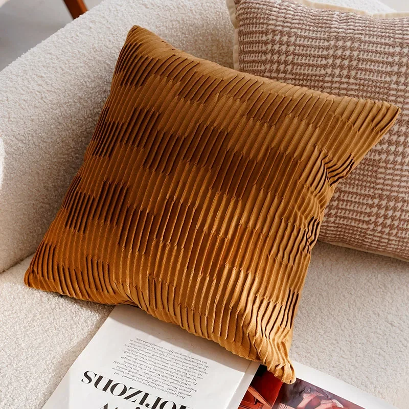 30x50/45x45CM Light Luxury Throw Pillow Cover Brown French Stamping 13