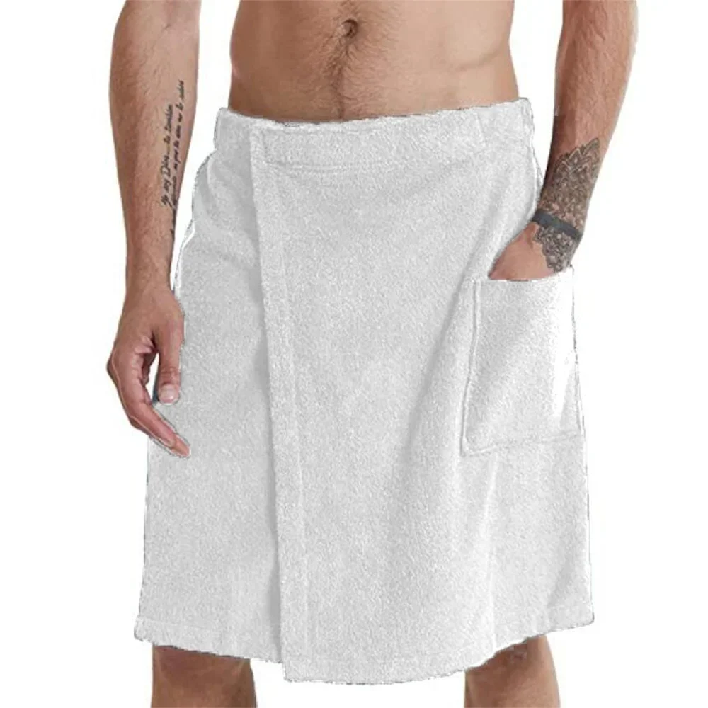 Men Soft Wearable Bath Towel with Pocket Bathrobes De Playa 6