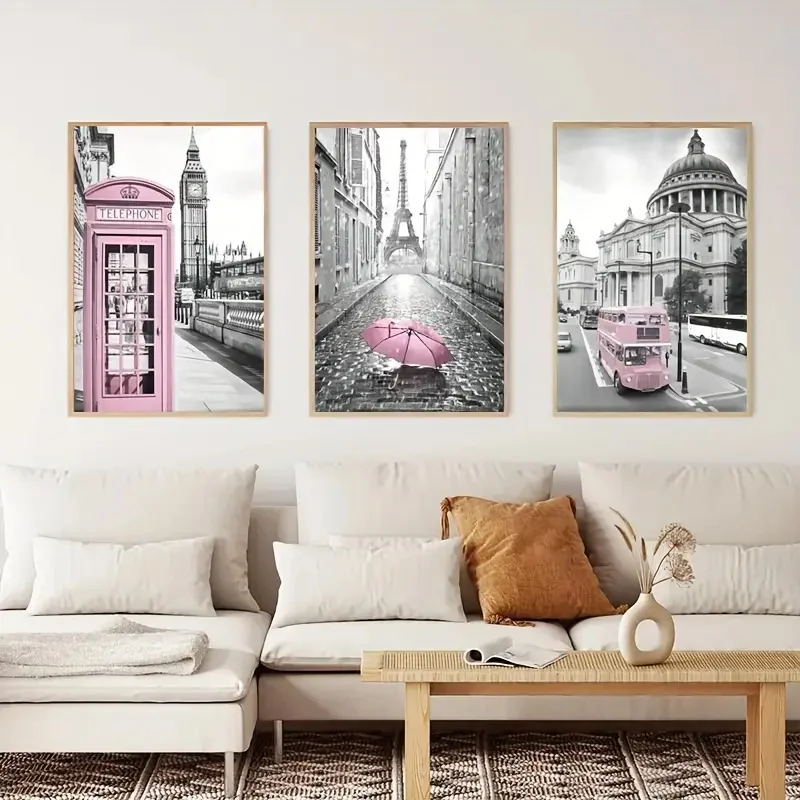 3pcs Modern Art Canvas Poster Eiffel Tower Girls Bedroom Decoration 4