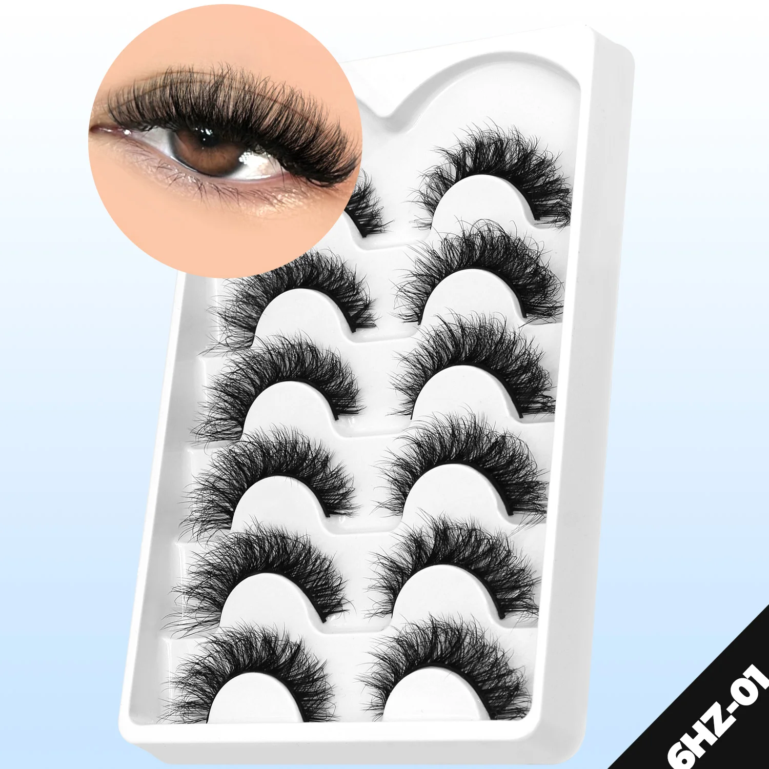 GROINNEYA Fake Lashes Fluffy Cat Eye Lashes 8D Fluffy Volume False Eyelashes 20