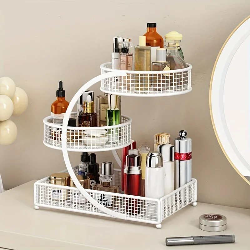 1pc Metal Makeup Storage Rack Cosmetic Organizer Dresser Multi-layer 2