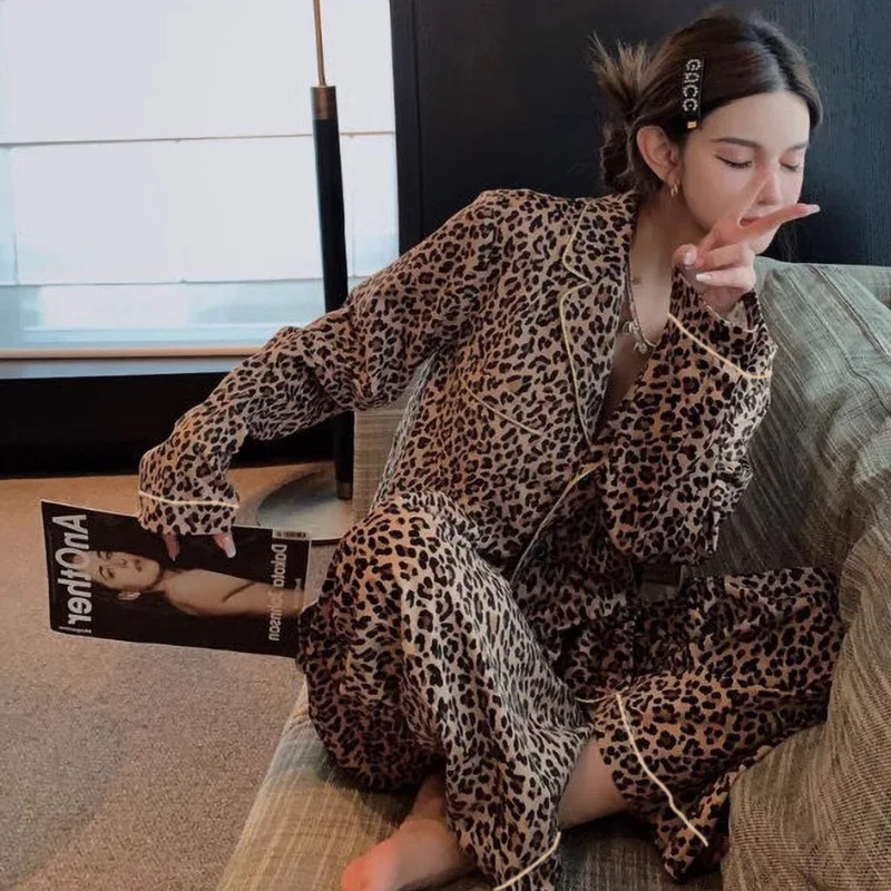 2PCS/Set Women's Long Sleeve Loose Breathable Student Sleepwear Loungewear 9