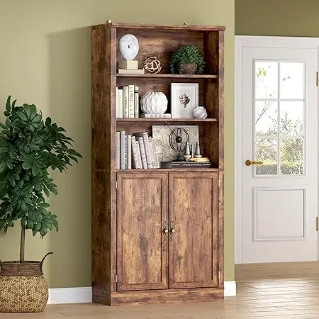 71.4" Tall Bookshelf with Cabinet 7