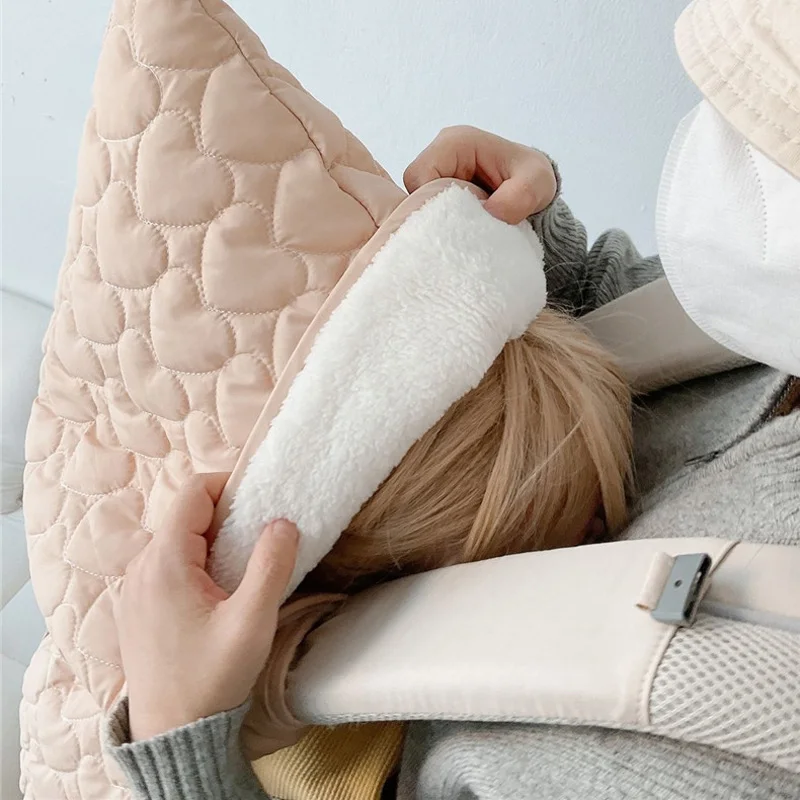 Windproof Baby Stroller Blanket Thick Fleece Sling Cover Bear Bunny Winter Newborn Swaddle Wrap Hooded Infant 3