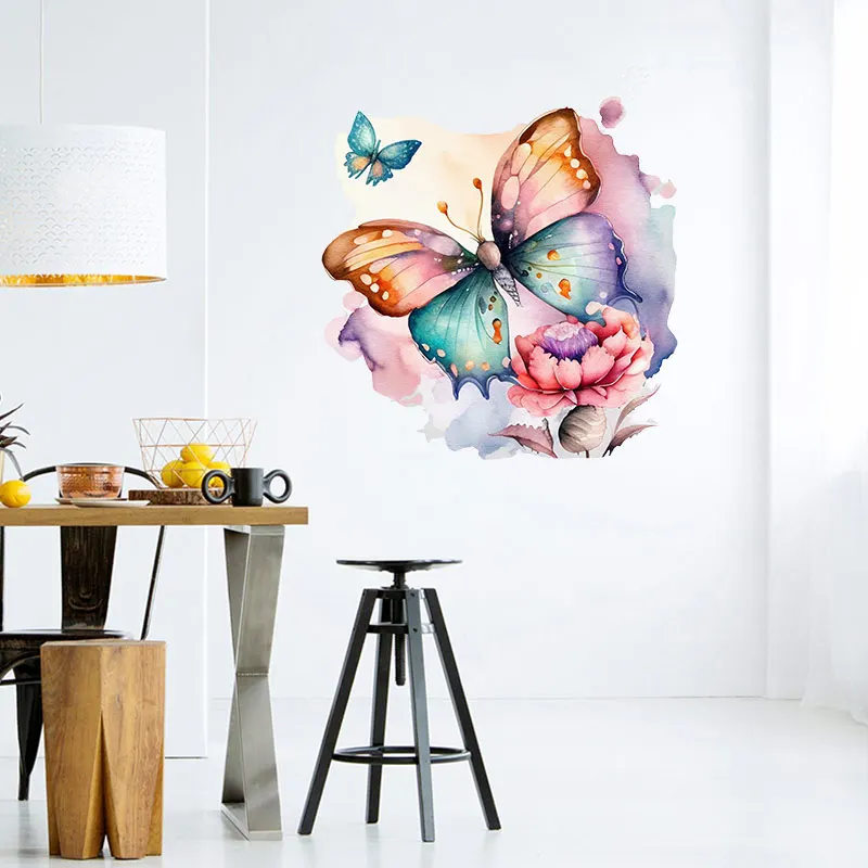 M733 Butterflies Plants Flowers Wall Sticker 2