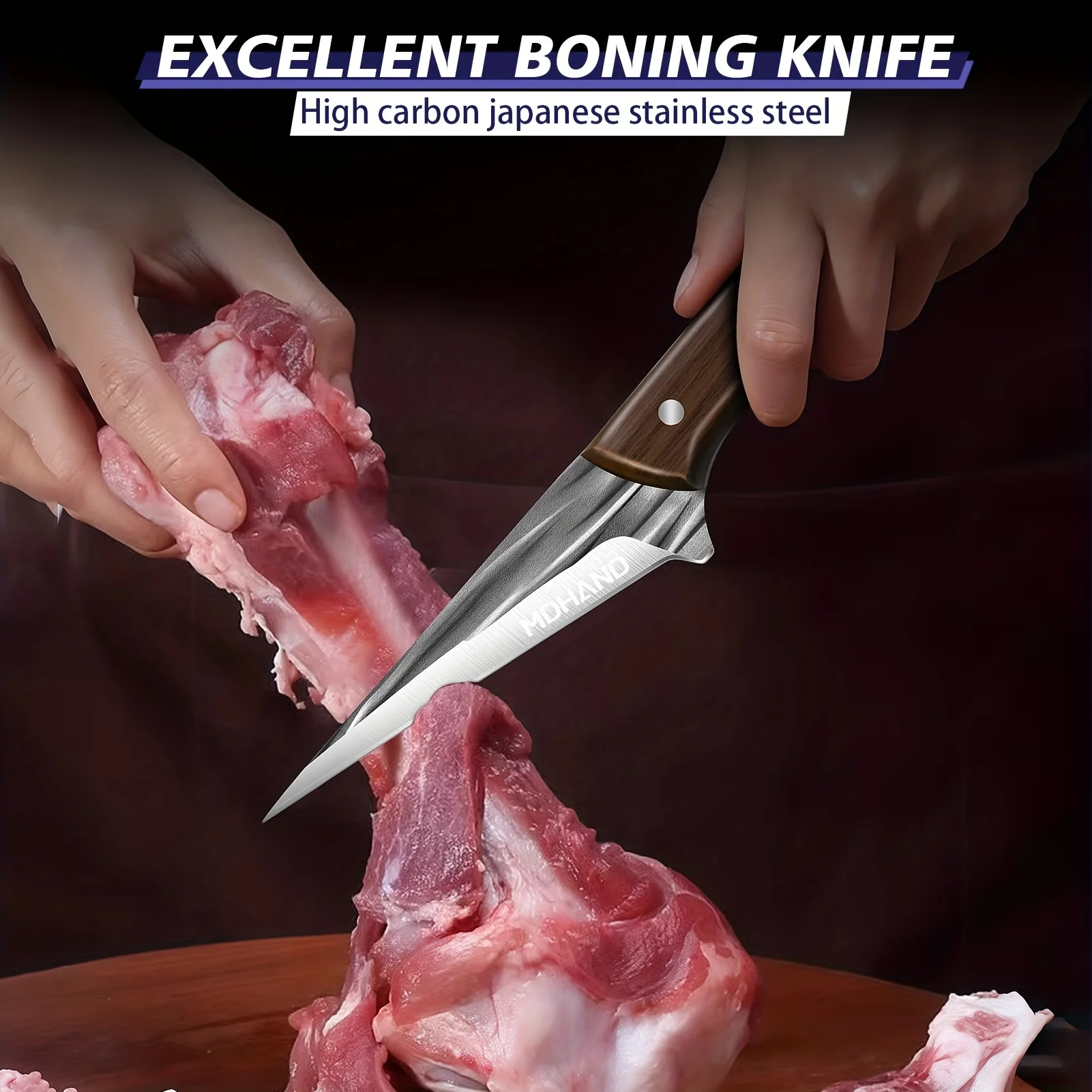 KEPEAK 14pcs Butcher Chef Knife Set with Roll Bag Knives for Meat 5
