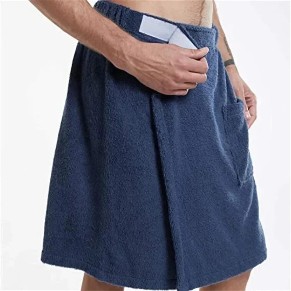 Men Soft Wearable Bath Towel with Pocket Bathrobes De Playa 4
